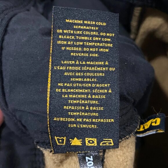 CAT Caterpillar Work Pants Mens 38 x 32 Black Canvas Fleece Lined Insulated - Picture 11 of 12